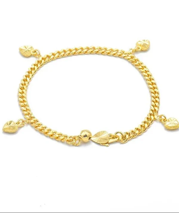 LFE 18k Gold Plated Heart Shape Charm Bracelet for Women Girls Adjustable Bangle Bracelet Gift