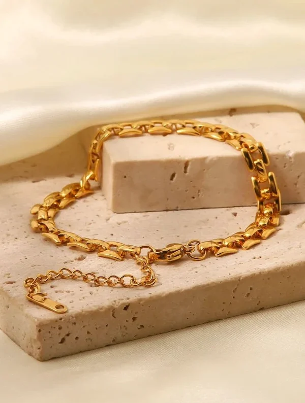 LFE 18K Gold Plated Stainless Steel Geometric Bracelet for women, girls, friends gift