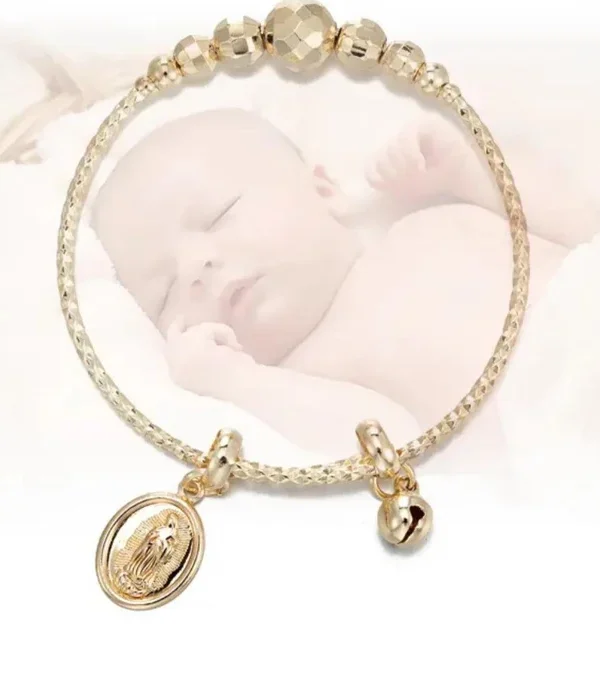 LFE Adjustable Baby Bangle for Newborn, Toddler, Kids Birthday Gift with 18K Gold Plated Copper Jewelry
