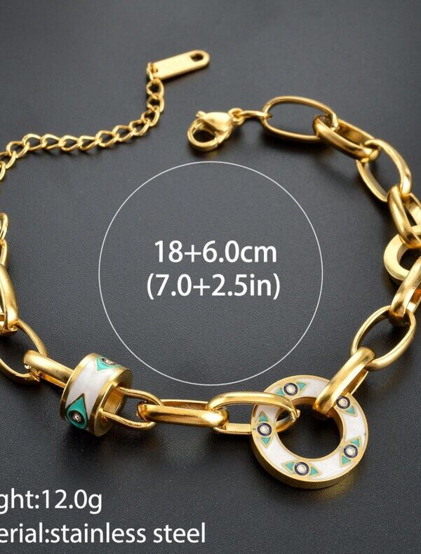 LFE 18K Gold Plated Lucky Amulet Bracelet Jewelry Enamel Dripping Oil Evil's Eye Heart Shaped Pendant Bracelet