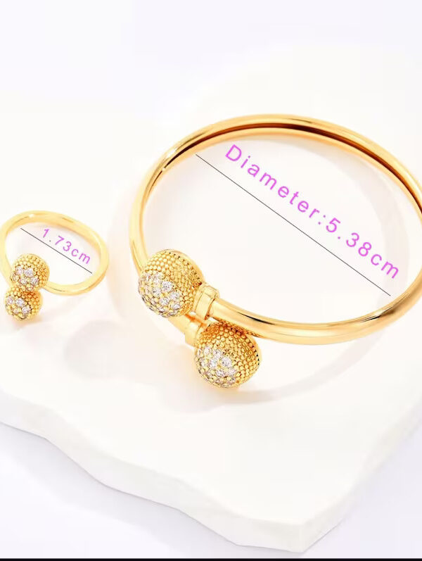 LFE Adjustable set of 18K Gold Plated Fashion Bangle and ring - Timeless Elegance